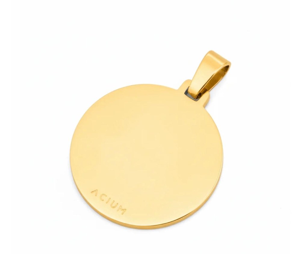 Pingente redondo 25 mm banhado a ouro 18k